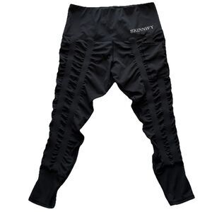 Skinnify Resistance Band Leggings Womens XL Black Slimming Compression Toning